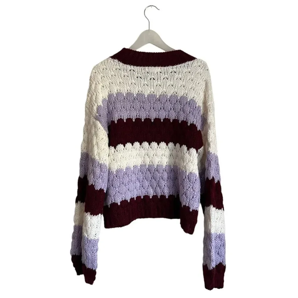 BB Dakota Striped Sweater with Hot Balloon Sleeves Size Medium - Picture 7 of 15